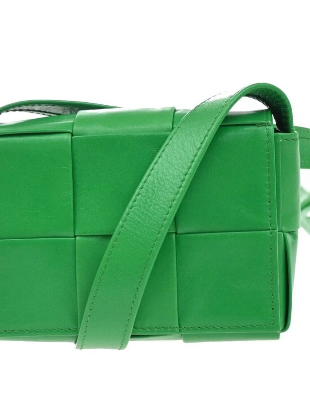 BOTTEGA VENETA Logo Candy Cassette Mini Shoulder Bag Leather Green Italy 79RQ072